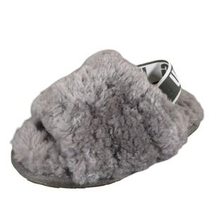 UGG Fluff Yeah Toddler 7 Gray Sheepskin Slide Slipper Cozy Comfort Sandals